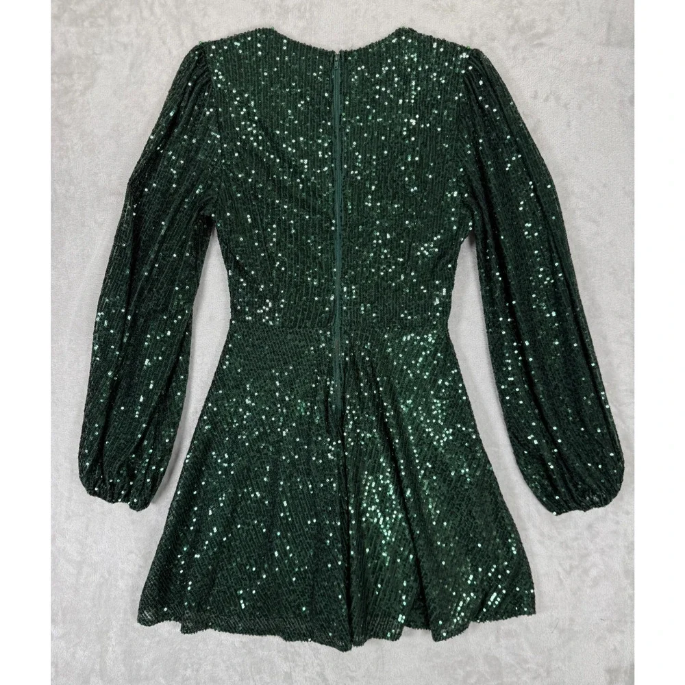 Privy Emerald‎ Green Sequin Cutout Mini Dress L NYE Holiday Party Cocktail